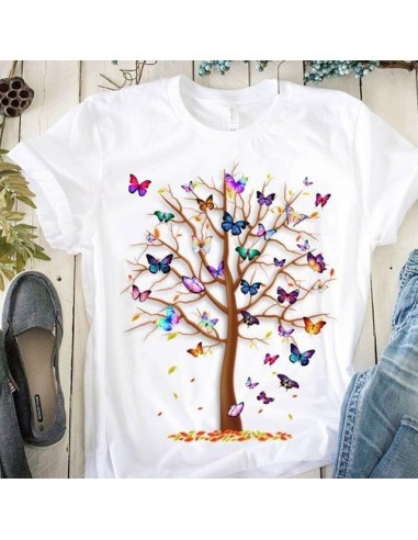 T-shirt damski 3D z nadrukiem motyli...