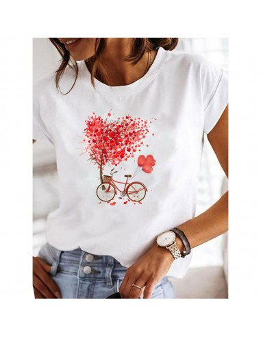 Biała koszulka T-shirt damski 3D rower