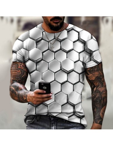 Męski T-shirt 3D koszulka nadruk hexagon