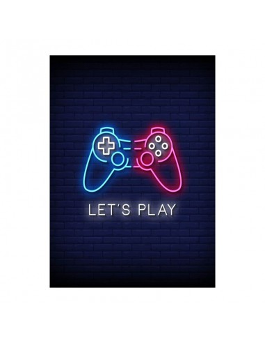 Plakat gamerski Let's Play neonowy...