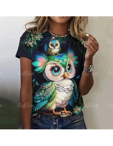 Koszulka damska T-shirt z wzorem 3D sowa